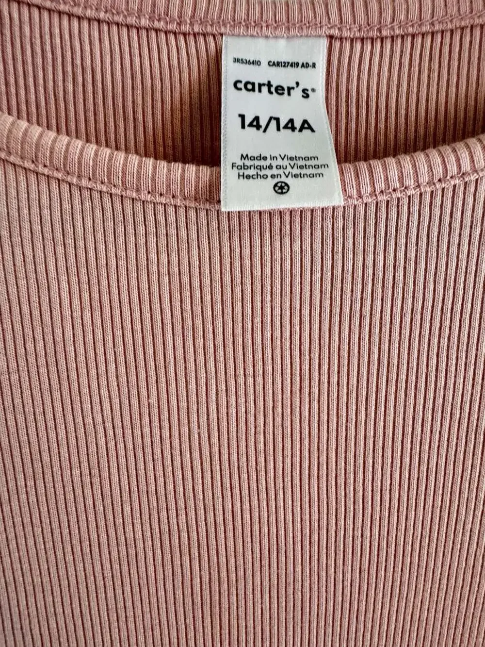 Carter’s Girls Pink Ribbed Tulle Dress Size 14/14A